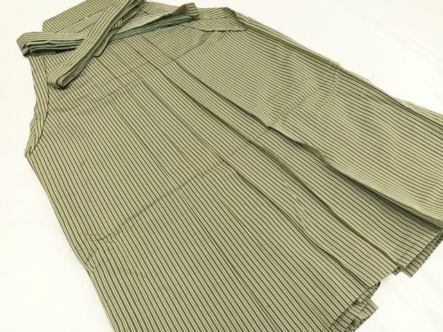 平和屋着物男性　行灯袴　縞　正絹　逸品　AAAR5739ph 