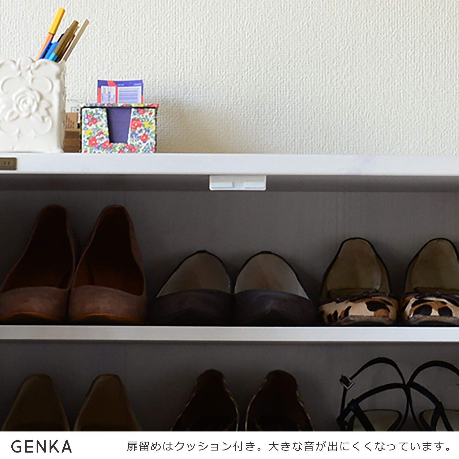 10~15足収納 GK95-60 可動棚 通気性 ホワイト 高さ93.5cm 奥行35cm 幅58cm WH ロータイプ 下駄箱 シューズボックス GENKA 佐藤産業