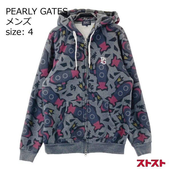 PEARLY GATES パーリーゲイツ フルジップ パーカー スウェット地 総柄 グレー系 4 [240101151400]