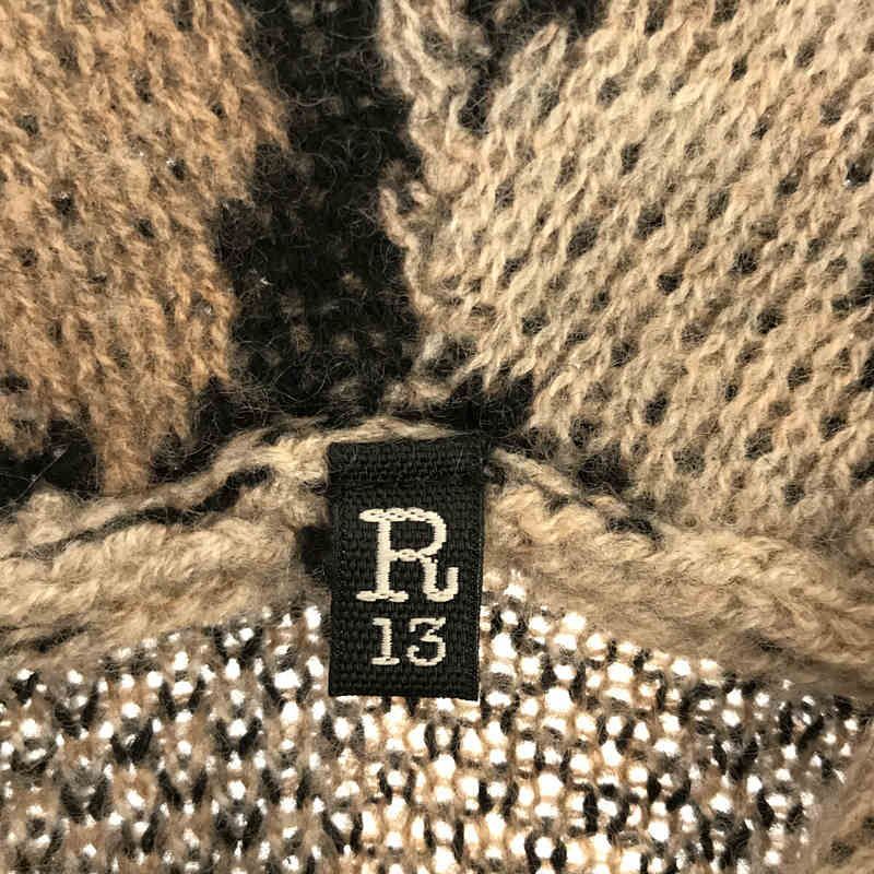 R13 / アールサーティーン | CASHMERE LEOPARD HOODIE ダメージニット | S | ベージュ | レディース R13 / アールサーティーン | CASHMERE LEOPARD HOODIE ダメージニット