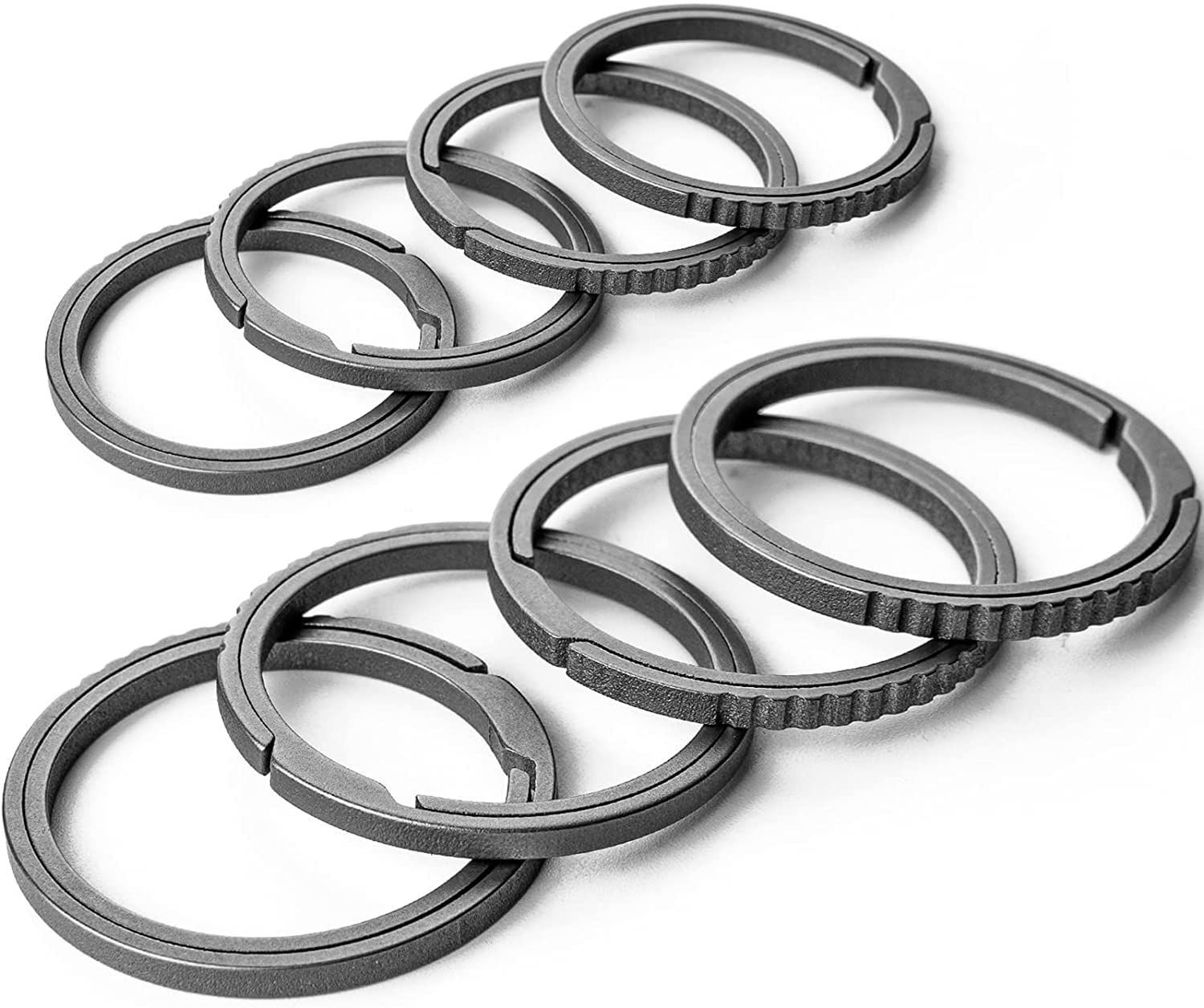 [TIMULTI] キーリング チタン キーチェーン メンズ 軽量 二重リング サイドプッシングデザイン グレー (グレー 外径22mmS*4個+外径29mmM*4個)