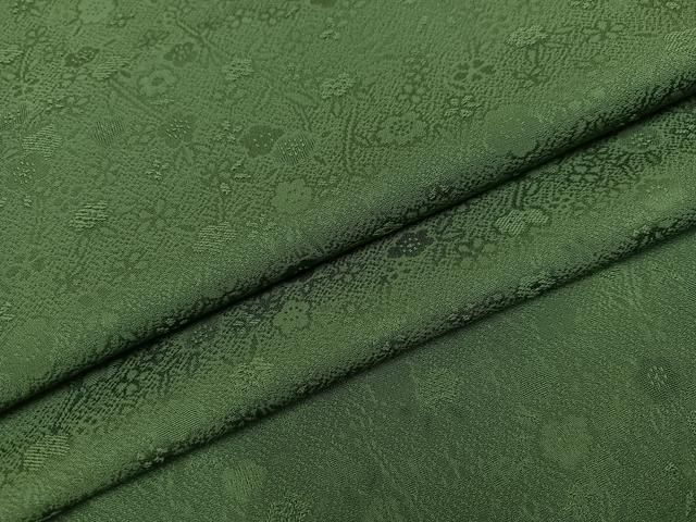 平和屋着物●上質な色無地 花地紋 老竹色 正絹 AABC3396ph