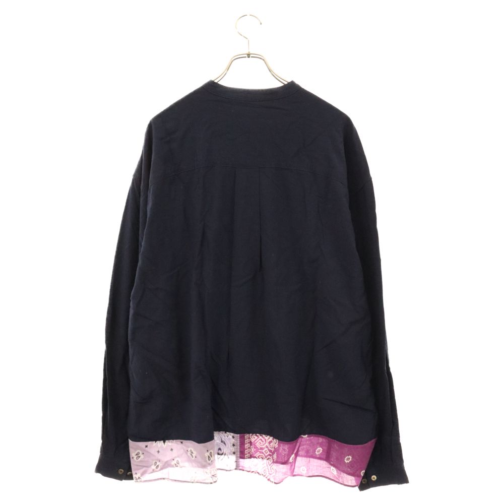 KAPITAL (キャピタル) パッチワークバンダナ切替 ノーカラーシャツ  