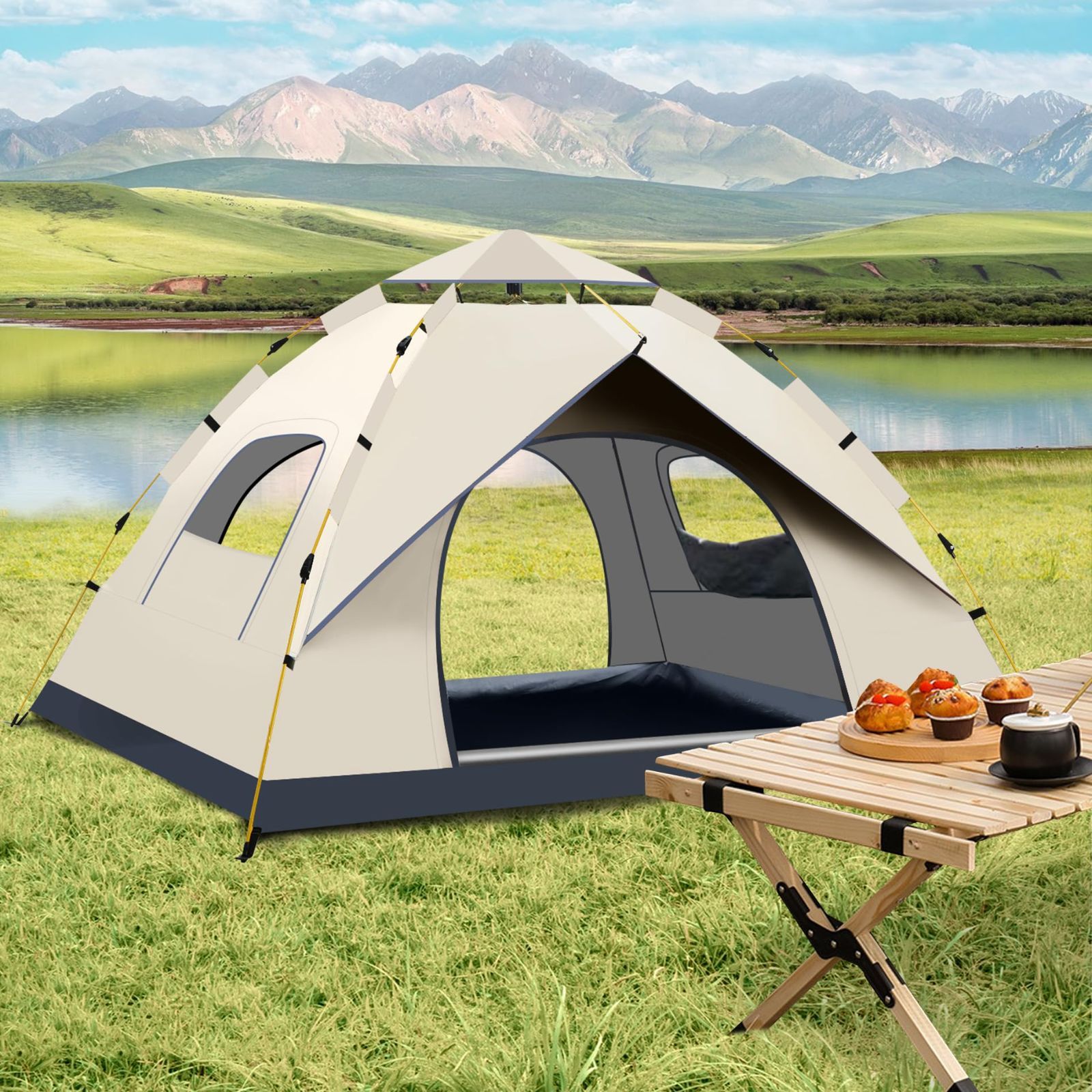 防災用 海水浴場用 登山 キャンプ用品 アウトドア 設営簡単 テント uvカット 防虫 収納袋付属 防水 防風 通気 軽量＆コンパクト 2～4人用 簡易テント ワンタッチテント サンライク SANLIKE