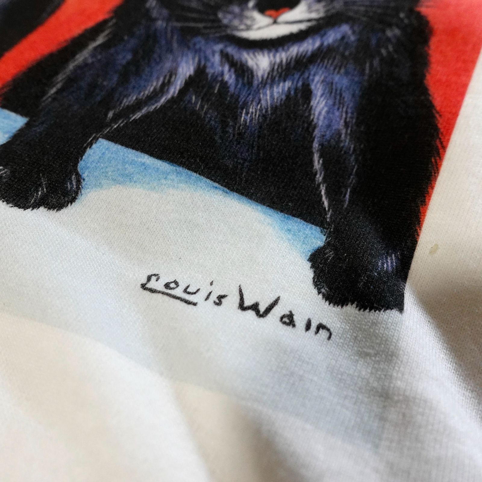 3匹のネコ 黒猫 ルイス・ウェイン 長袖 白 Tシャツ 男女兼用