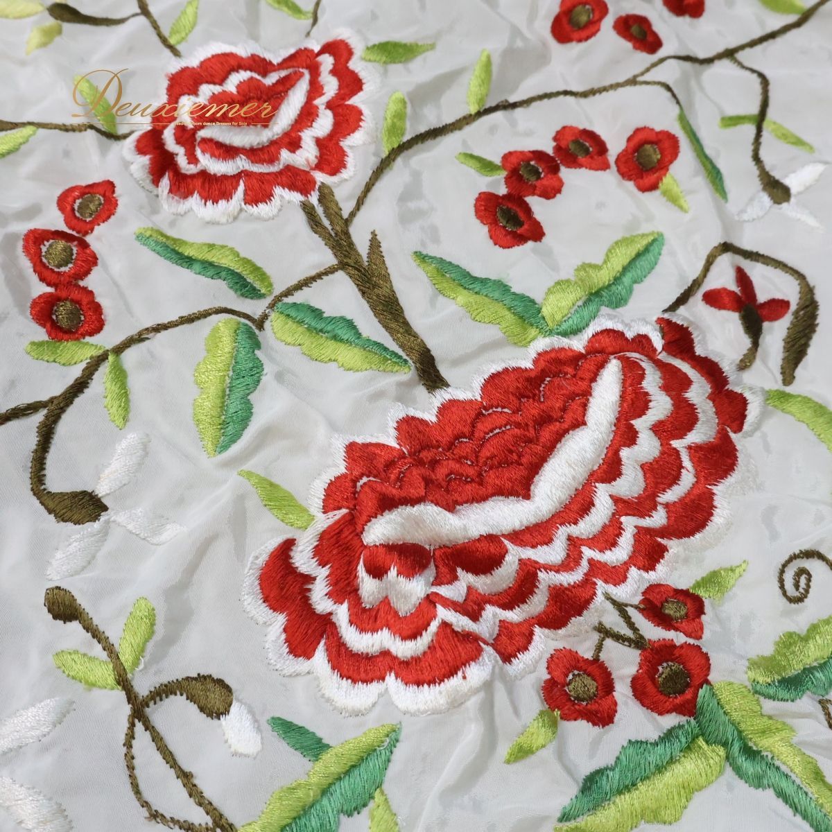 フラメンコ 衣装 マントン フレコ 白 花柄 刺繡 四角形 ダンス