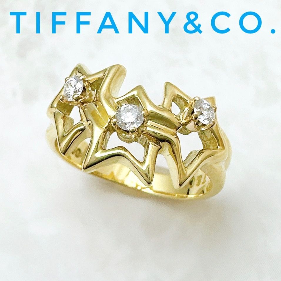 【TIFFANY&Co.】ティファニー トリプルスター K18イエローゴールド 9.5号 レディース リング・指輪
