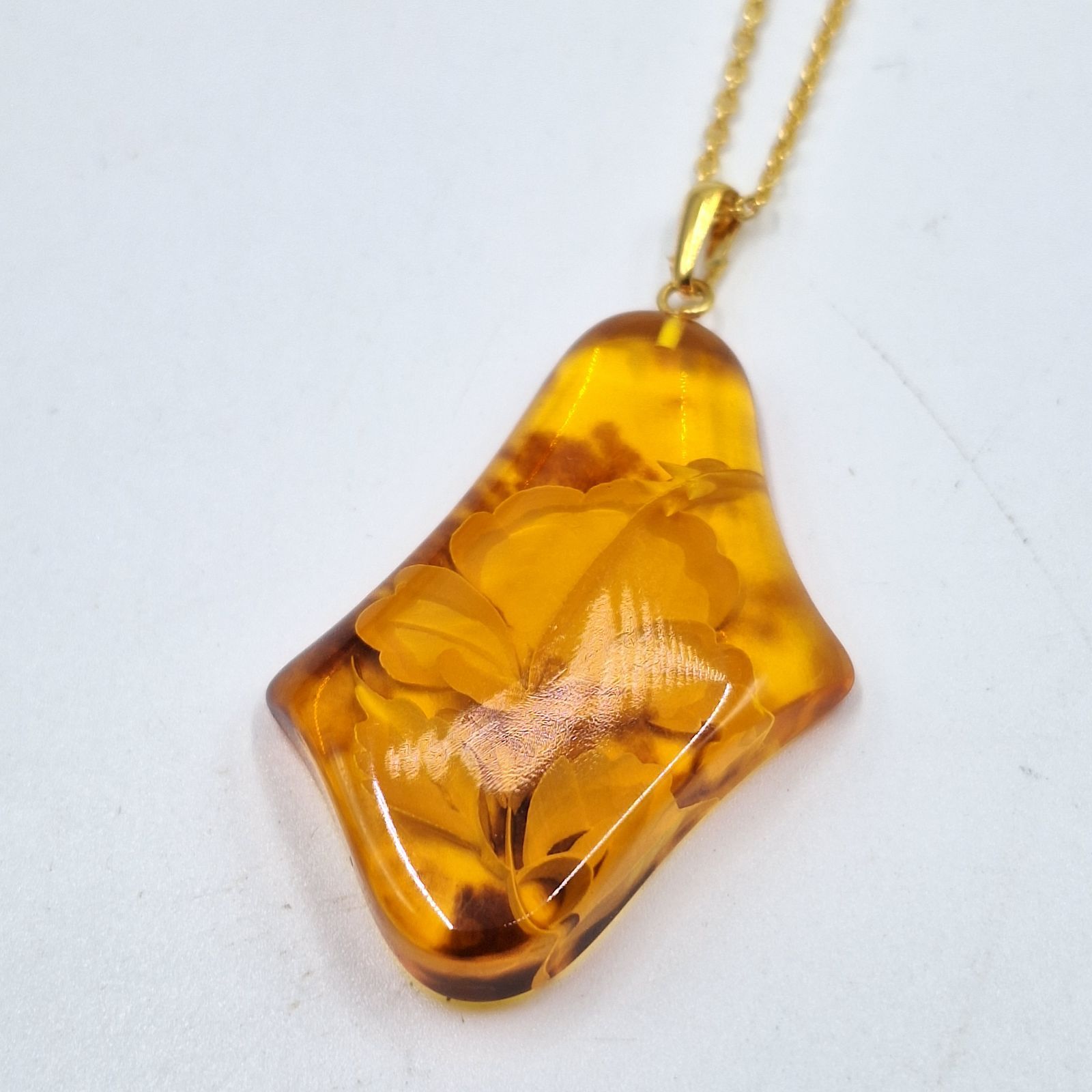 べっこう ネックレス 本鼈甲張 花 模様 アクセサリー tortoiseshell 