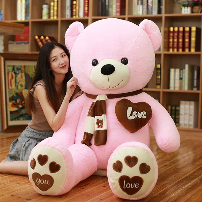 AMIRA TOYS ぬいぐるみ 大きい くま テディベア クマ teddy bear big size ぬいぐるみ マフラー付き ピンク 熊 縫い包み お祝い ふわふわ ピンク 140cm 1
