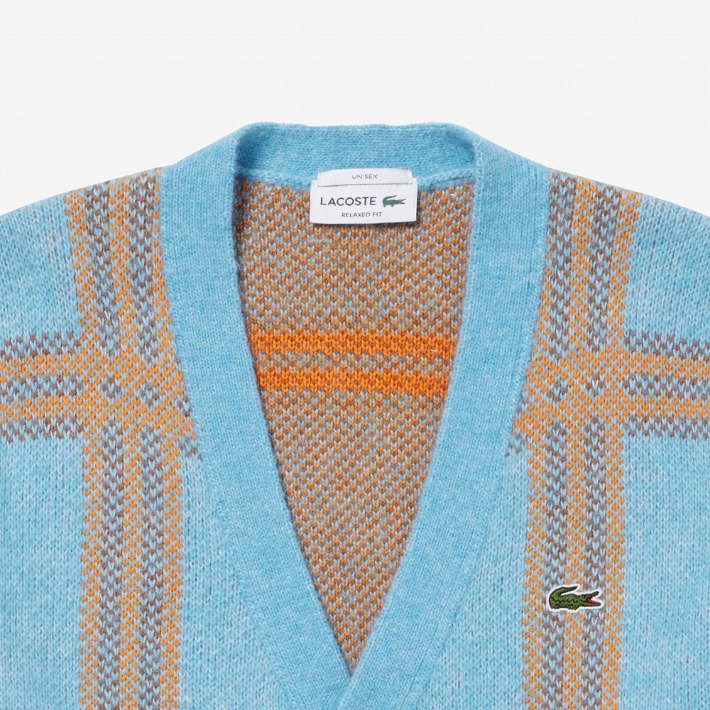 ラコステ LACOSTE ビッグタータンチェックジャガードVネック 