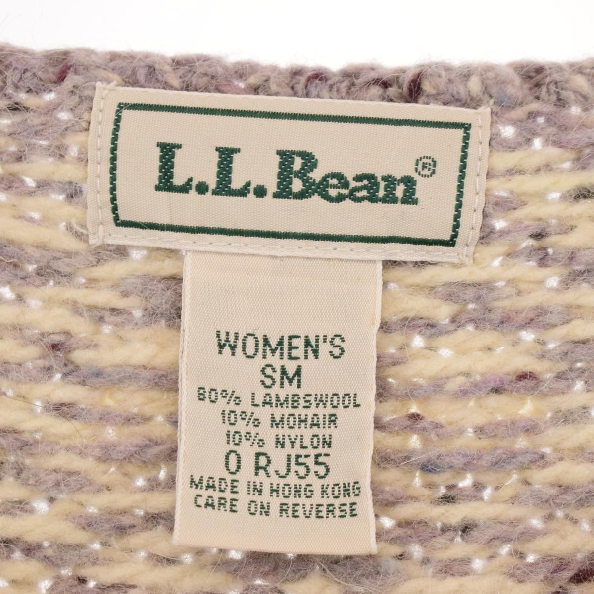 古着 80年代 エルエルビーン L.L.Bean 総柄 フリンジ モヘア混 ウールニットセーター レディースM ヴィンテージ/eaa353764