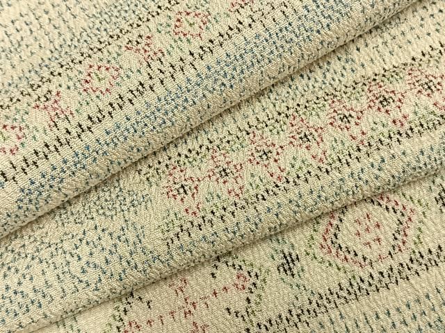 平和屋着物▽本塩沢 単衣 幾何学文様 正絹 逸品 AABA7587fy