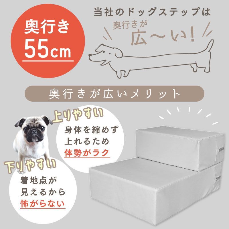 送料無料】ドッグステップ 犬 階段 ステップ 2段 ワイドタイプ 犬用