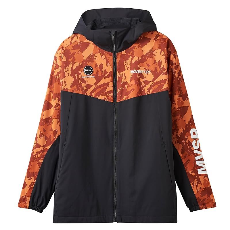 彡 ムーブスポーツ ウィンドブレーカー デサント HEATNAVI TOUGH 総柄グラフィック フルジップフーディー トレーニング DMMWJF30 ORBK M 0