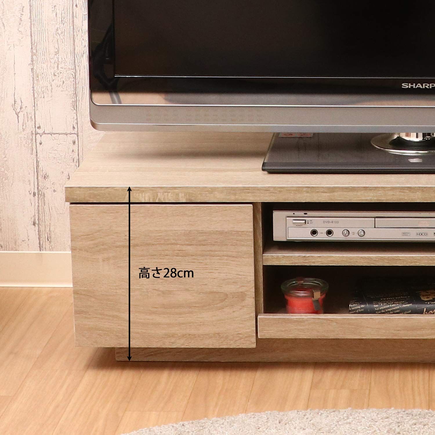 32型対応 TVボード 幅100×奥行38.5×高さ28cm ホワイトオーク テレビ台 木目調 引出収納 不二貿易 オープンラック 99264