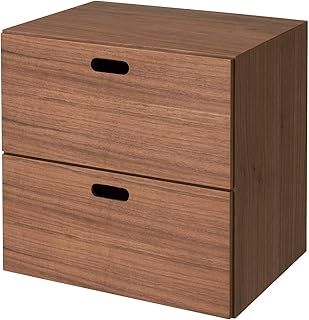 無印 スタッキングチェスト 幅37×奥行28×高さ37cm 引出し2段 ウォールナット材突板 12381136