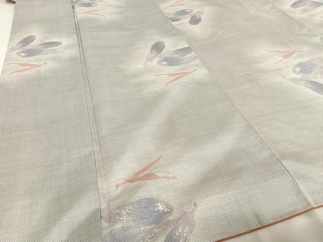 平和屋着物○本場大島紬 白大島 9マルキ 成り物 茄子 唐辛子 正絹  