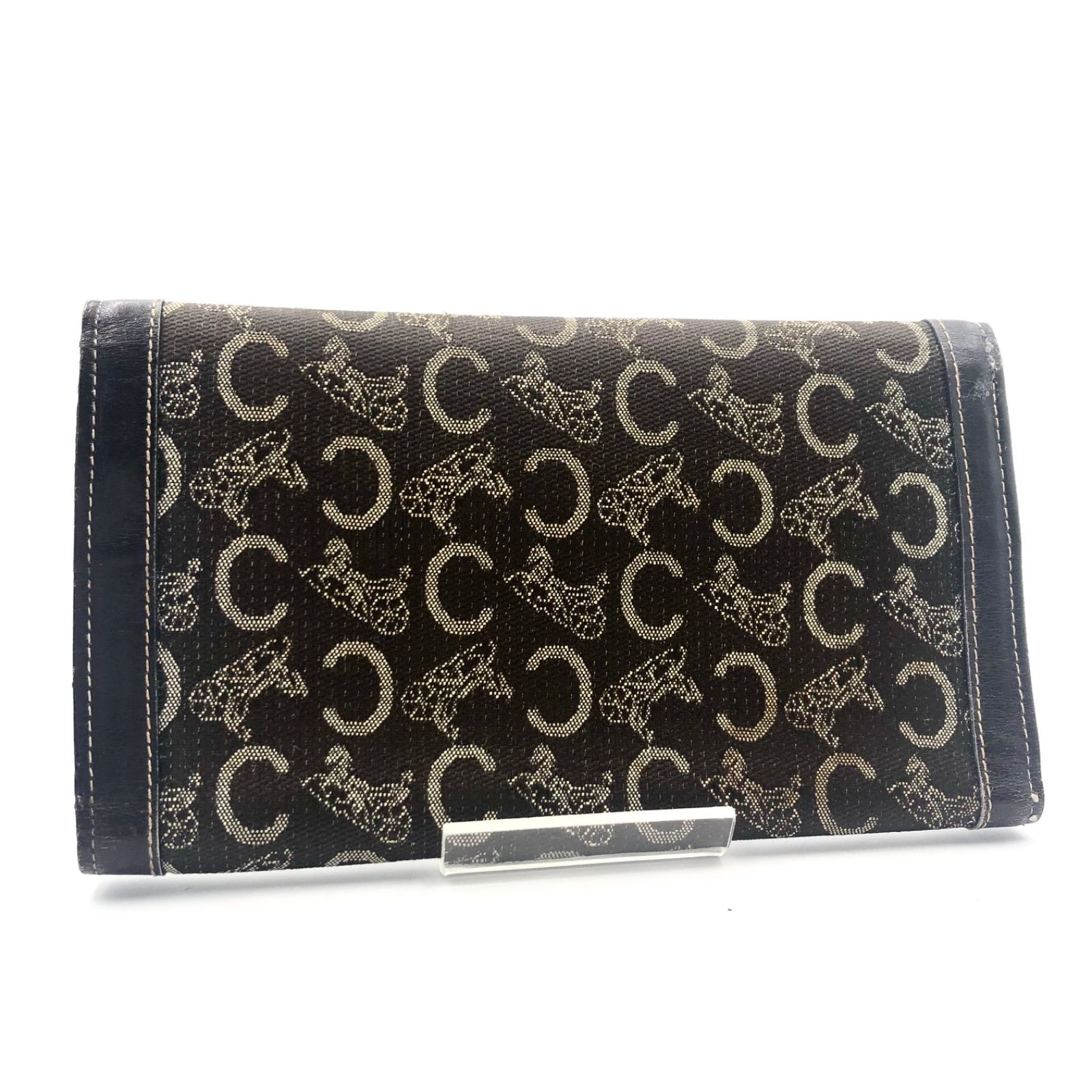 □フィービー期□CELINE セリーヌ Cマカダム サルキー 三つ折り長財布 