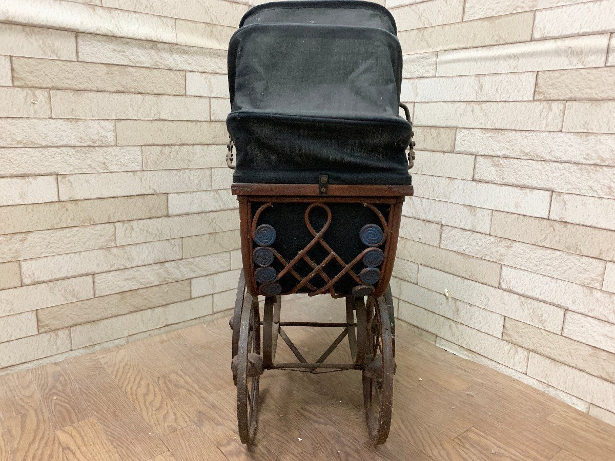 ◇アンティーク ドール用 ベビーカー 籐 昭和レトロ 飾り オブジェ