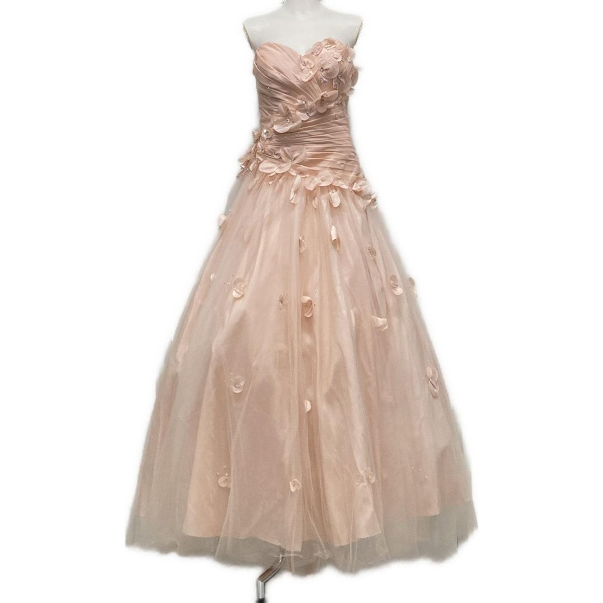 aimer エメ ドレス サイズ9 M レディース - ライトピンク ベアトップドレス|マキシ丈|ラインストーン|プリーツ|フラワー 花