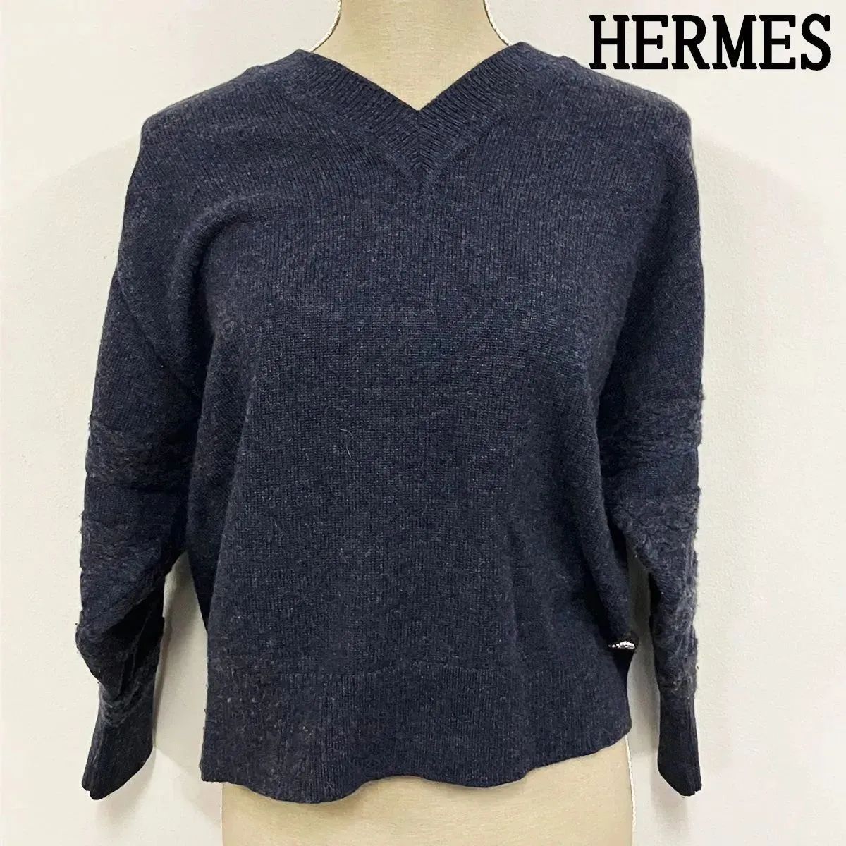 エルメス、Vネックカシミヤニット、Ballantyne HERMES エルメス カシミヤ Ⅴネック ニットセーター サイズ34