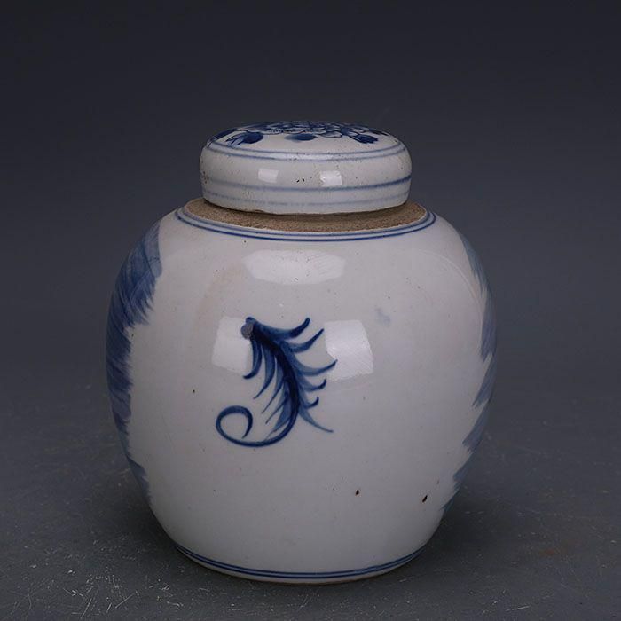 中国美術 手描き鯖牡丹紋蓋缶茶壺 茶道具 陶磁器 工芸品 美術品