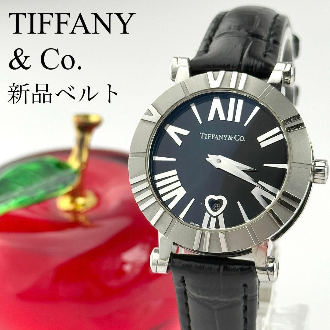 ティファニー アトラス ブラック ハート ベルト 電池 レディース 腕時計 735