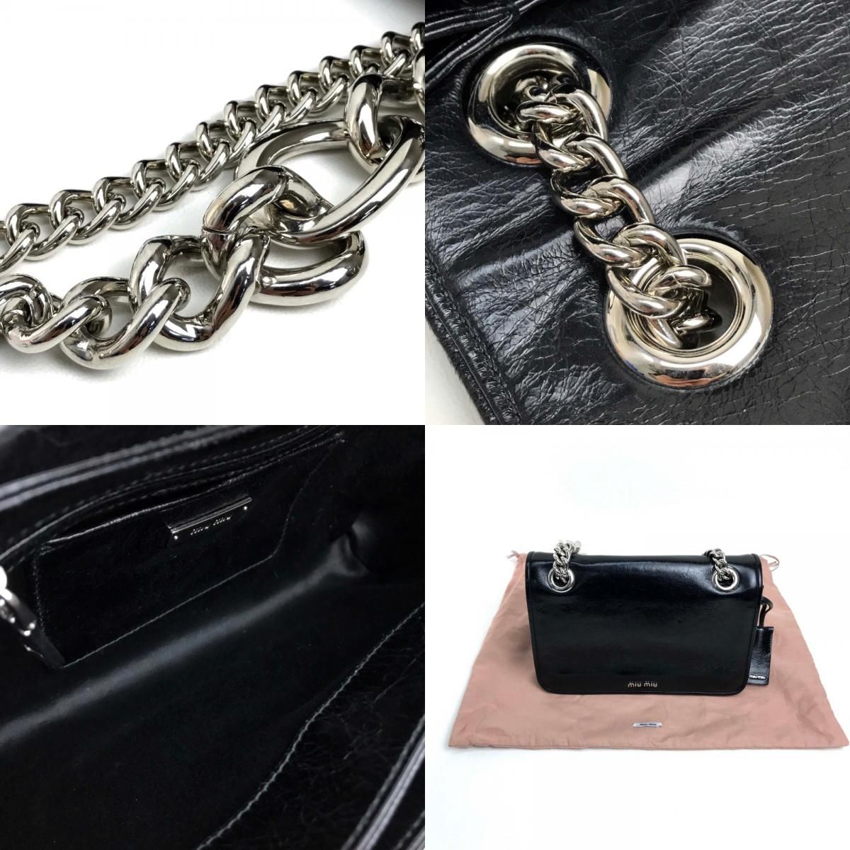 miu miu斜め掛けショルダー miu miu（ミュウミュウ） 斜め掛けショルダーバッグ レザー ブラック