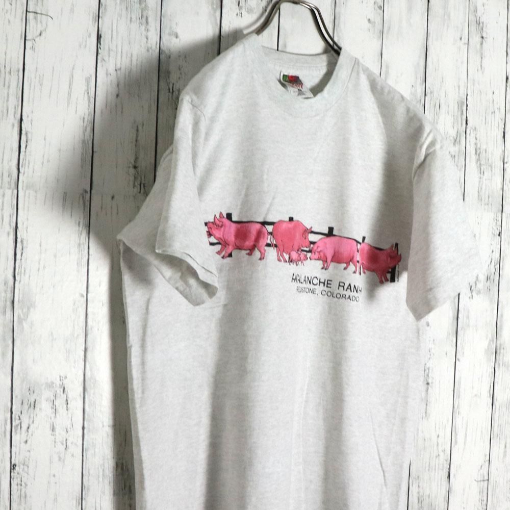 90s USA製 前後ピッグ 豚 イラスト アニマルプリントTシャツ - メルカリ