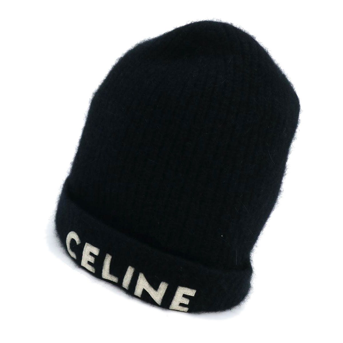 セリーヌ ロゴ ニット帽 2A25R734L ユニセックス ブラック CELINE【中古】 【アパレル・小物】
