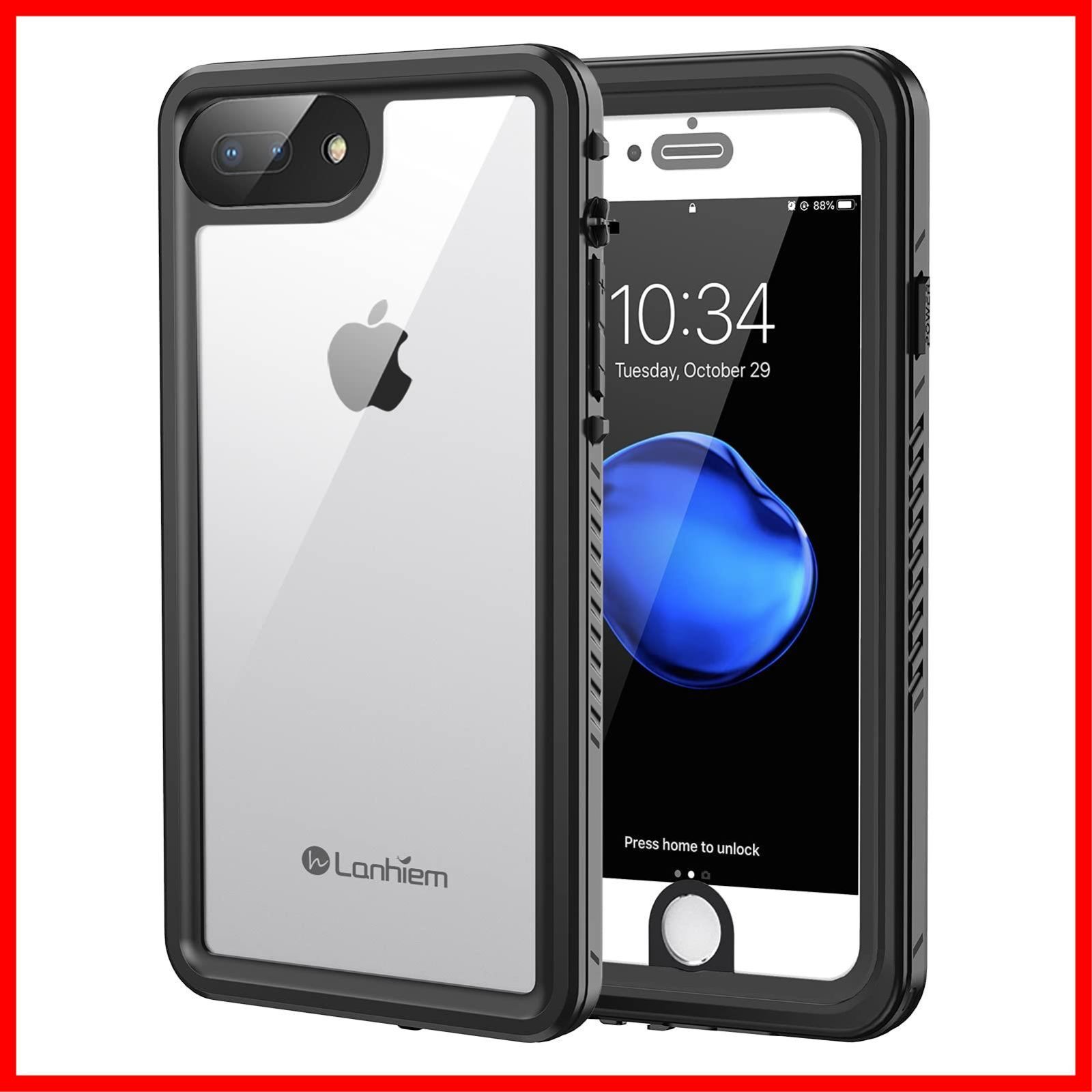 【在庫限定】ケース iPhone 8 Plus Plus 防水ケース(5.5インチ)完全防水 IP68米軍規格 指紋認証タッチ可 耐衝撃 iPhone 滑り止め 防塵 防雪 水中撮影 7 ワイヤレス充電サポート超軽量 薄型 透明 付け外