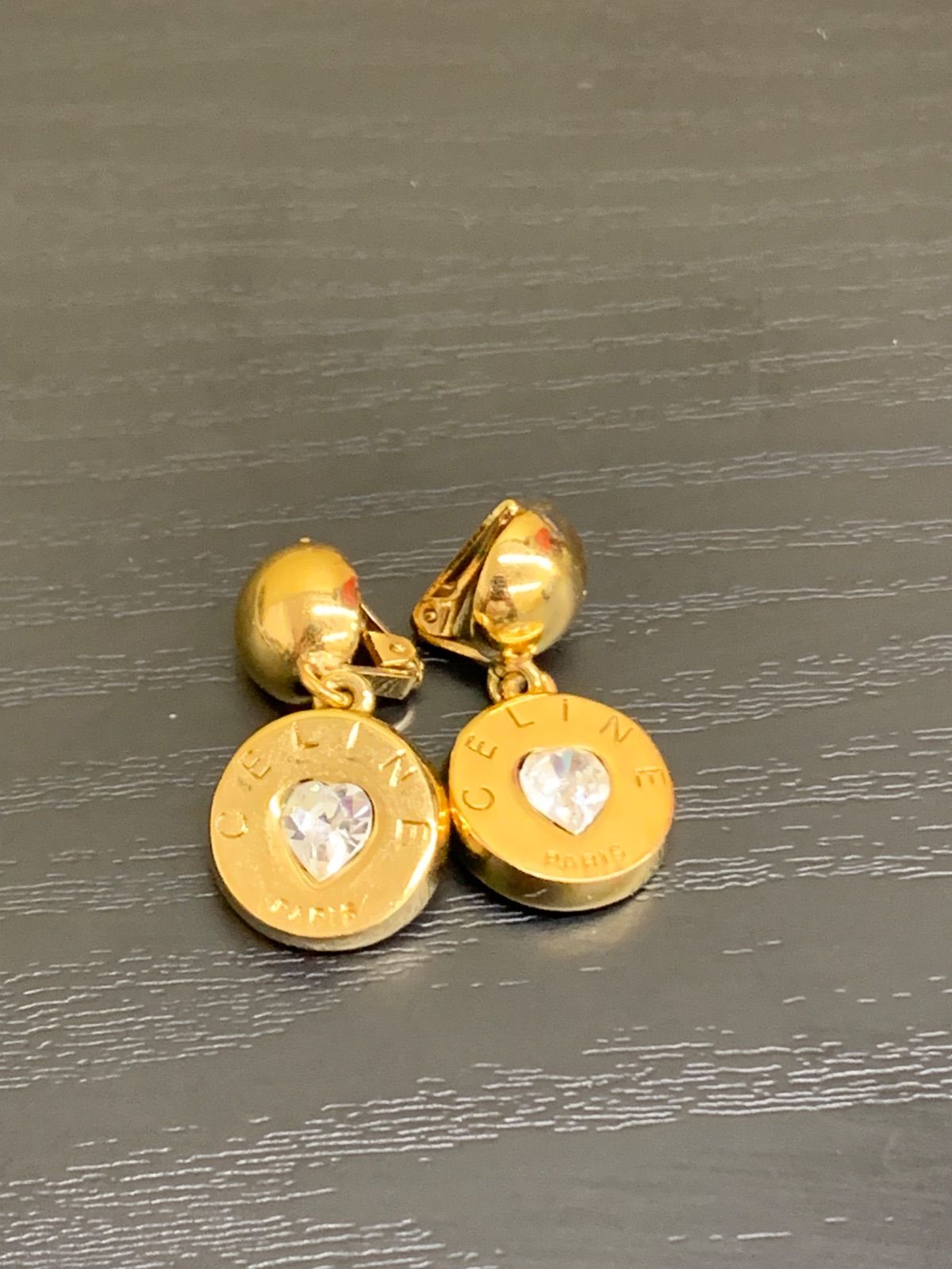 セリーヌ CELINE イヤリング ゴールド ハートモチーフ ビジューストーン