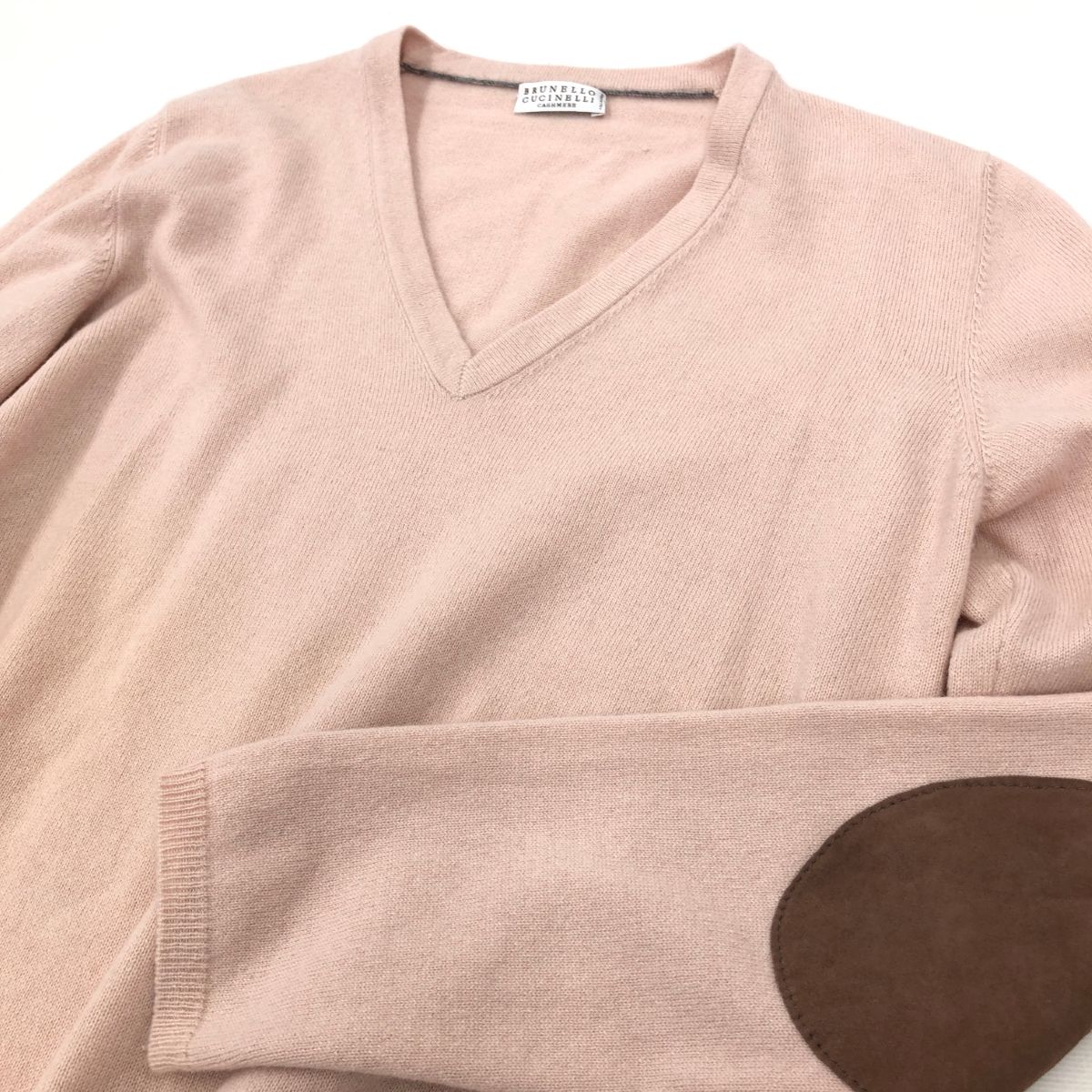 BRUNELLO CUCINELLI★Vネックセーター カシミヤ 肘パッチ L BRUNELLO CUCINELLI☆Vネックセーター カシミヤ 肘パッチ L