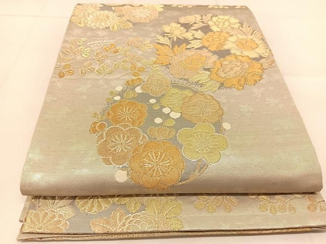 平和屋着物◎六通柄袋帯 花丸文 金銀糸 引箔 正絹 逸品