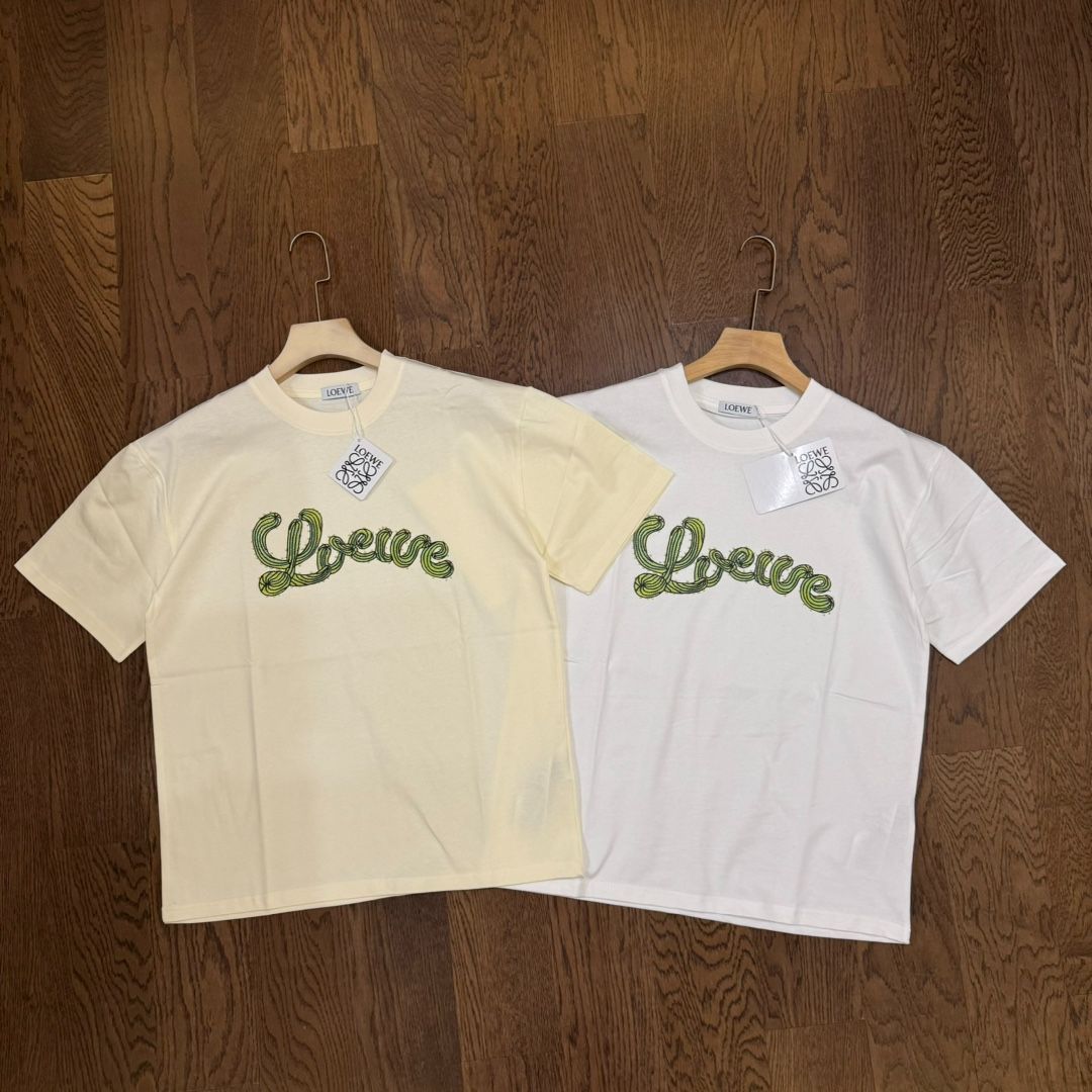 新品 LOEWE ロエベ 最新限定サボテンロゴ 半袖Tシャツ ホワイト/アンズ色 男女兼用