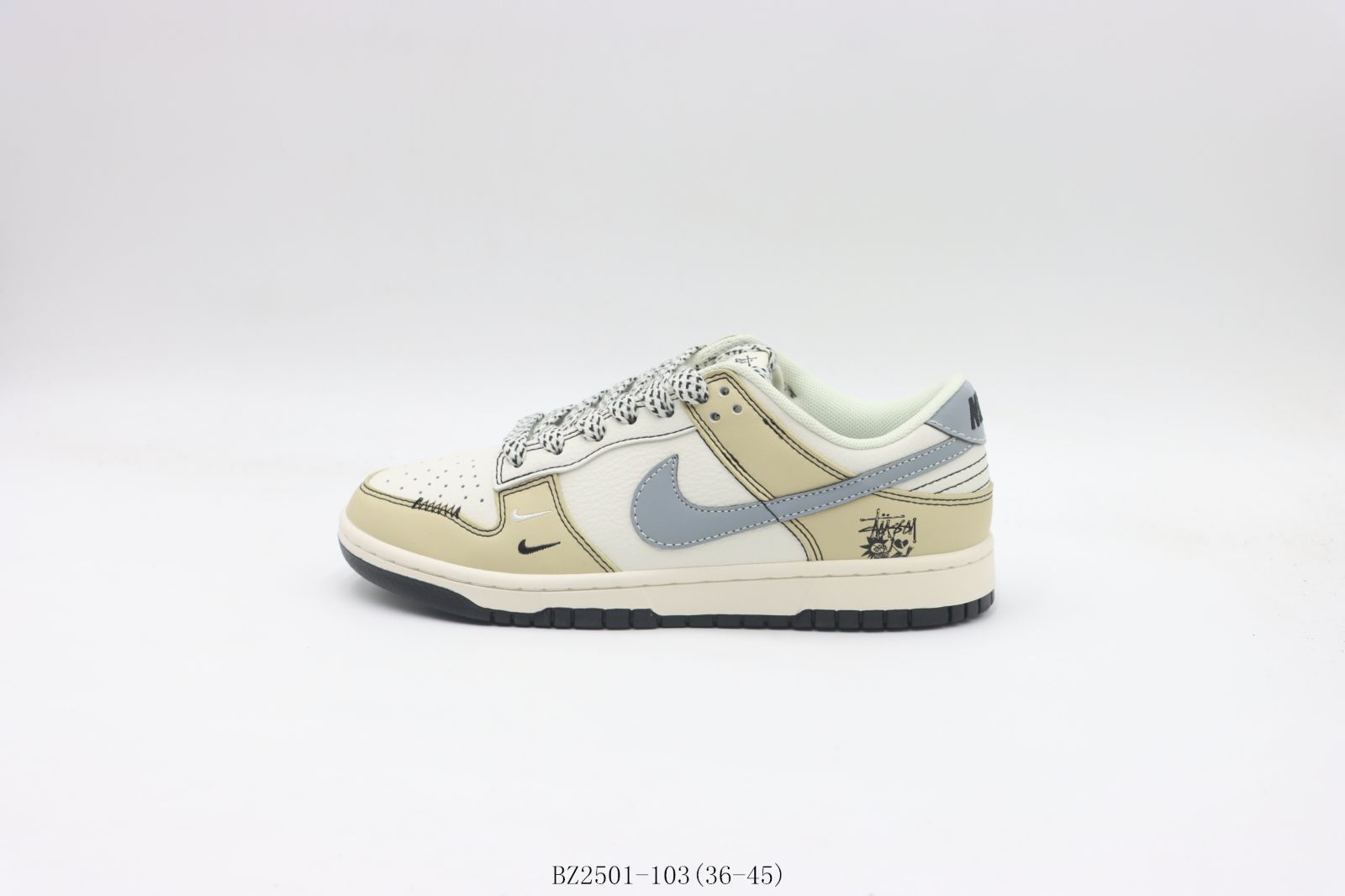 今日 ナイキ NIKE ダンクロー Dunk Low 白カーキ青 Stussy BZ2501-103