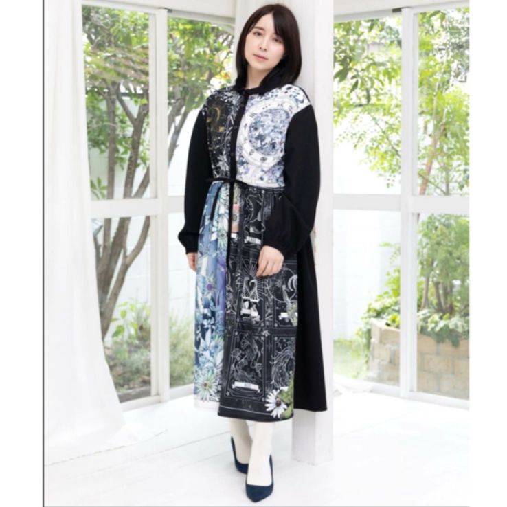 iS ScoLar 星×タロットコラージュ柄シャツワンピ