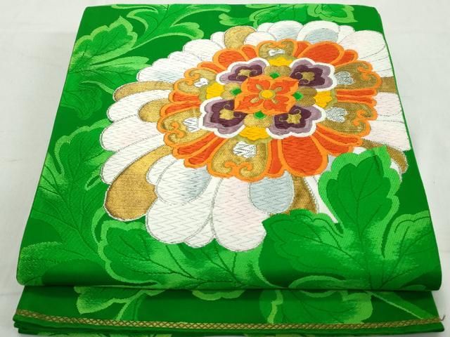 平和屋着物◎六通柄袋帯 唐織 草花文 金銀糸 正絹 逸品