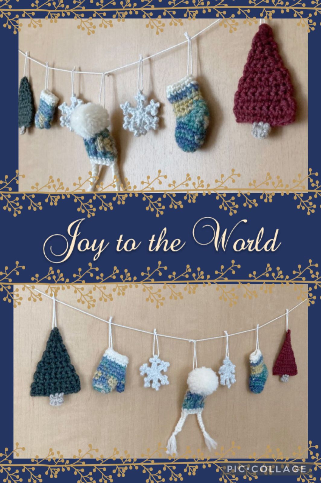 ニット帽手袋靴下スノーフレークもみの木冬ガーランドミニチュア北欧