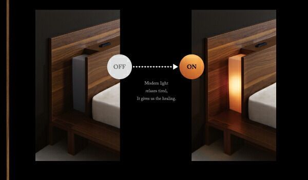 モダンライト・コンセント付きローベッド 国産カバーポケット