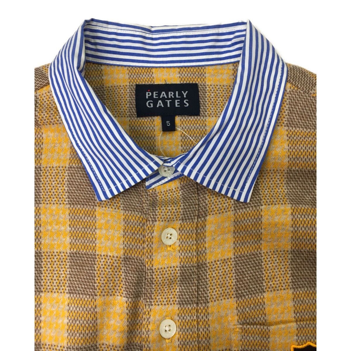 PEARLY GATES チェック柄ポロシャツ 5号 Lサイズ　パーリーゲイツ 中古 メンズ パーリーゲイツ PEARLY GATES 長袖ポロシャツ 5(L