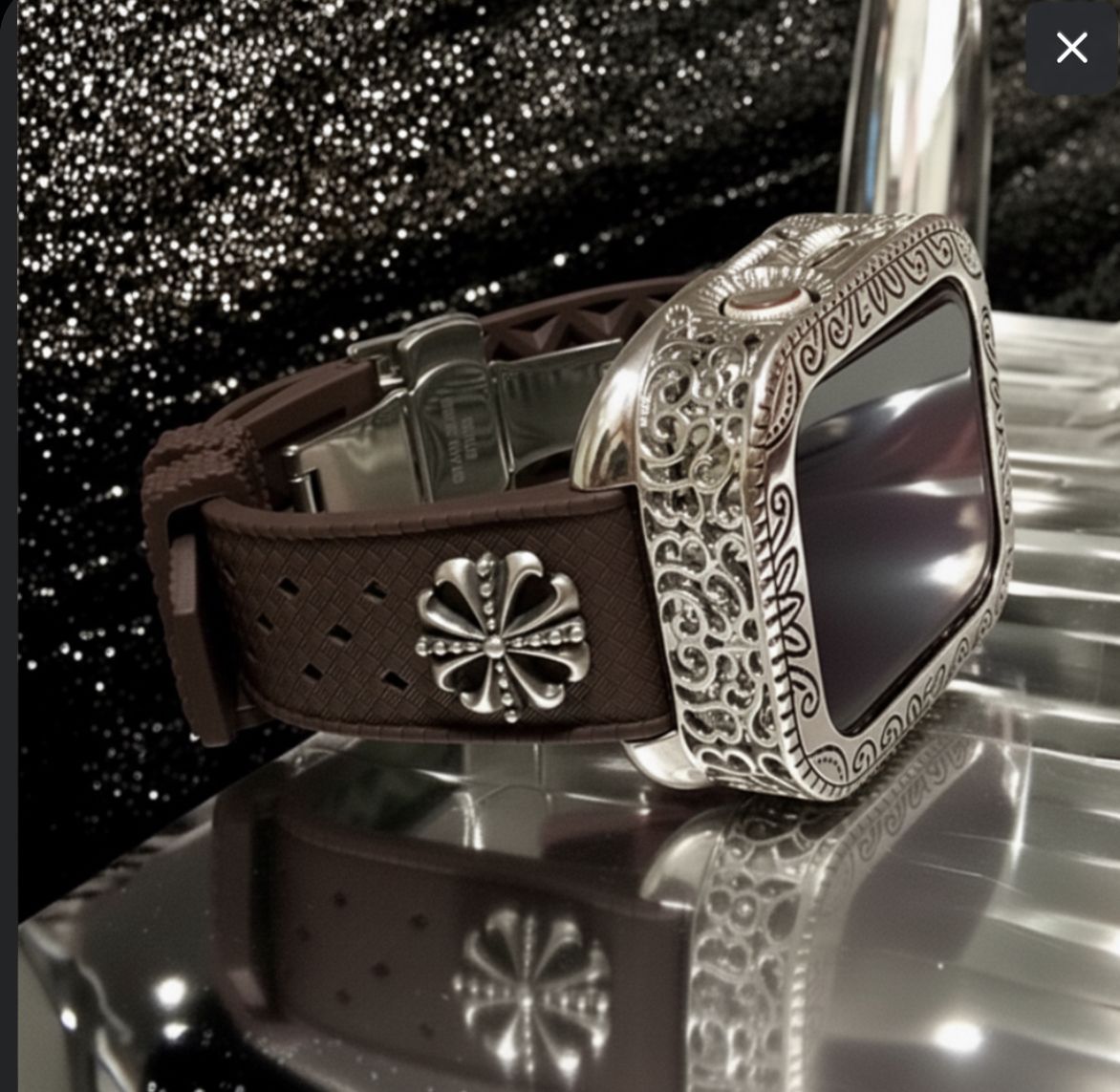 AppleWatchカスタム フッ素ラバー バンド 彫刻カバー ケース アップルウォッチ用 ベルト 44 45 46 49 SE Ultra 108