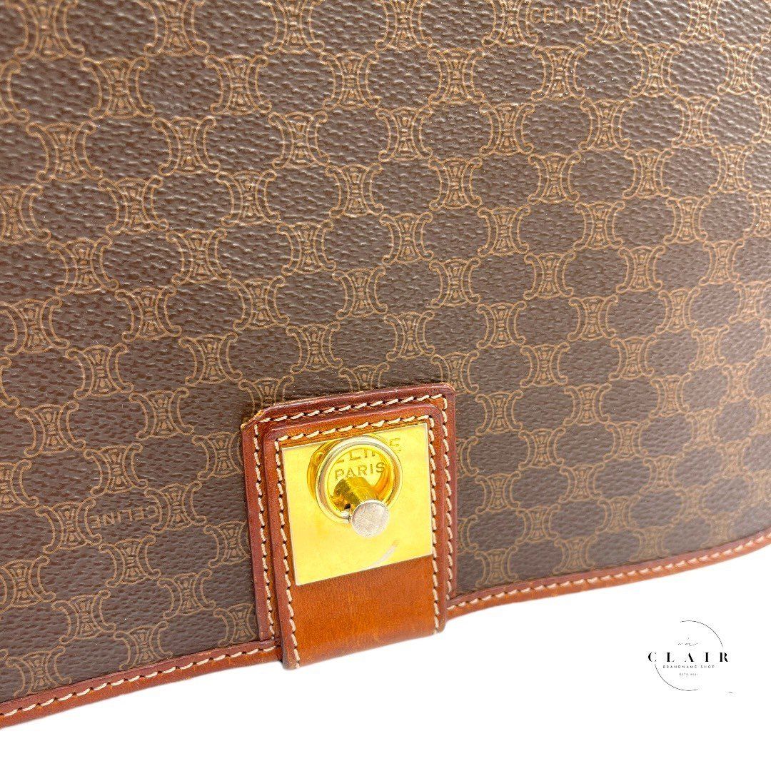 美品 CELINEマカダム柄 ショルダーバッグ CELINE マカダム柄ベルトショルダーバッグ