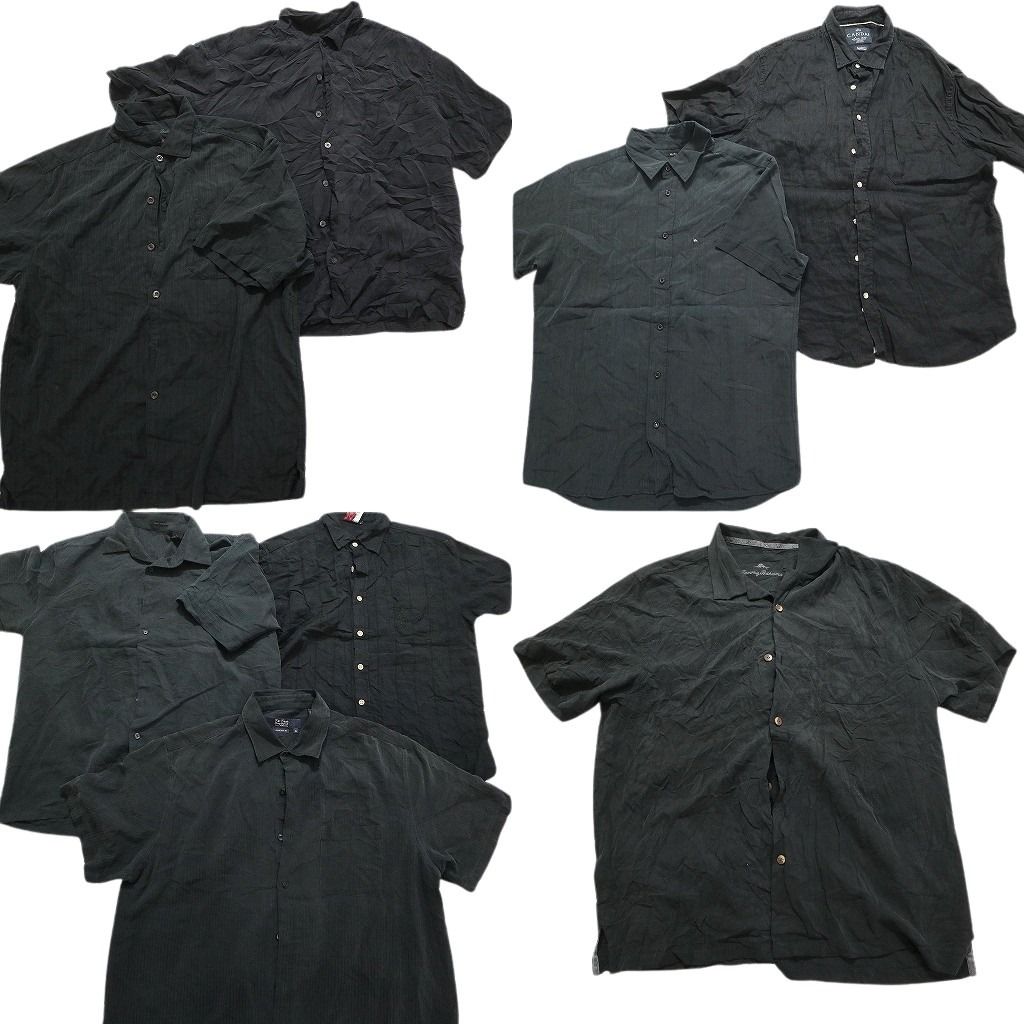 古着卸 まとめ売り 無地系 半袖シャツ 8枚セット (メンズ L /XL ) 胸ポケット グレー クイックシルバー MS7897