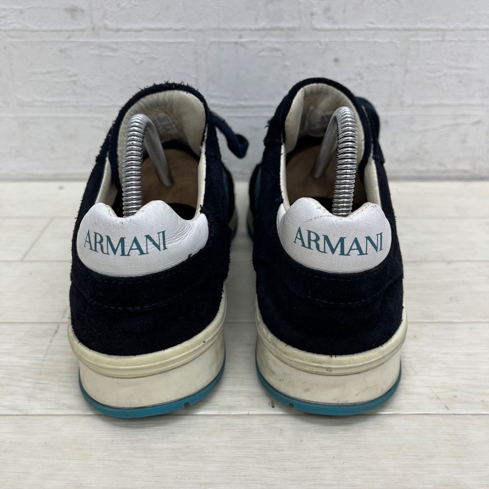 144◎ ARMANI 靴 スニーカー 部分 スエード ネイビー キッズ メンズUK6 ...