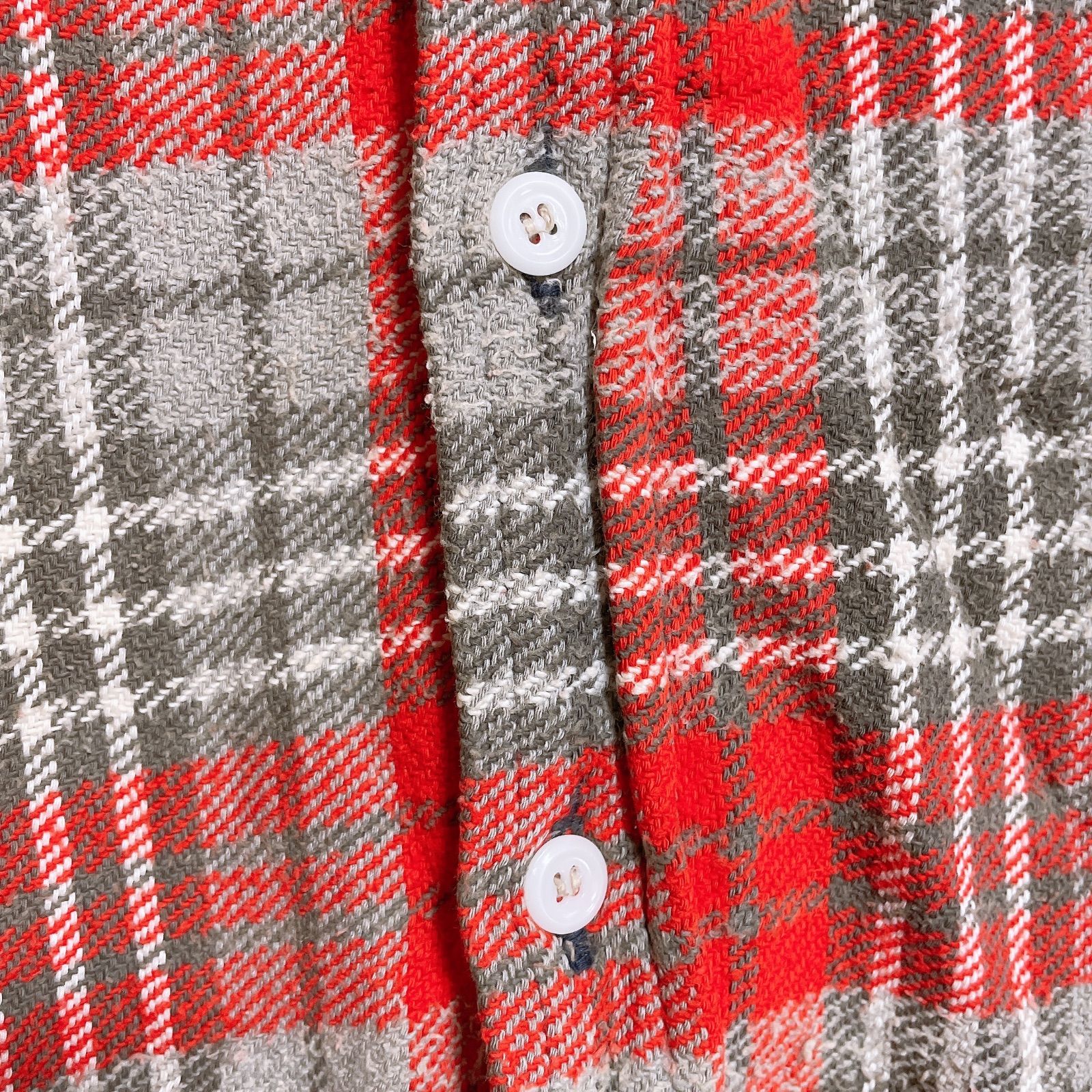 【King Kole】70's 古着 RED チェック WORK SHIRT 60's King Kole キングコール フランネルチェックシャツ レッド