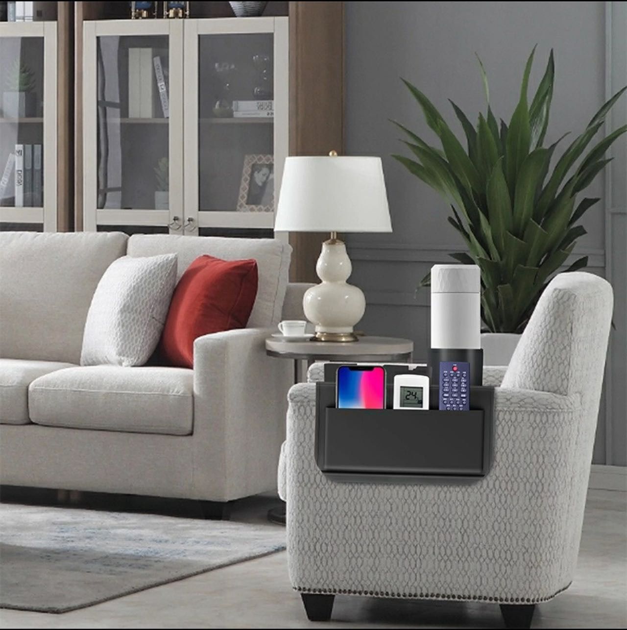 カップホルダー付きホワイトソファ 【公式通販】