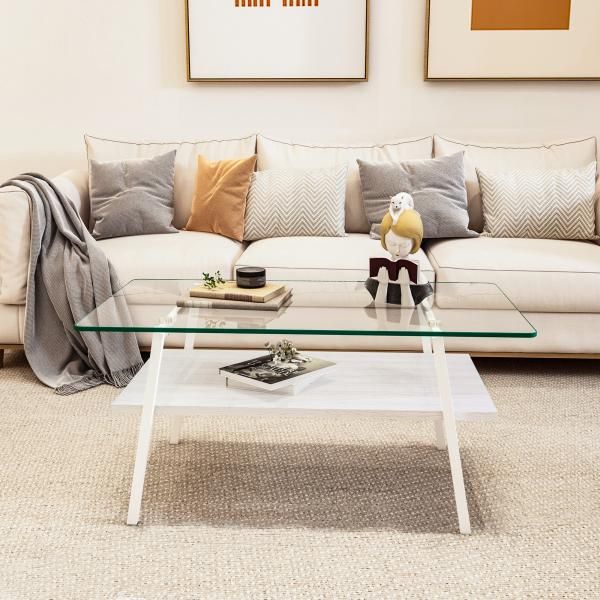 リビングテーブル 強化ガラス天板