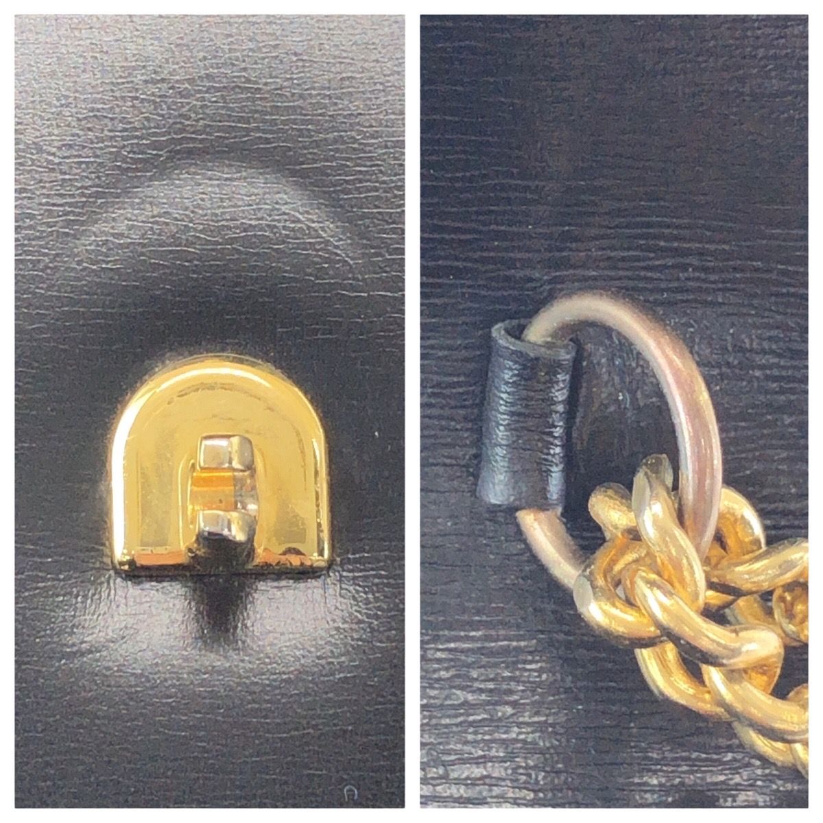 Dior ディオール ヴィンテージ ブラック 黒 ゴールド金具 レザー
