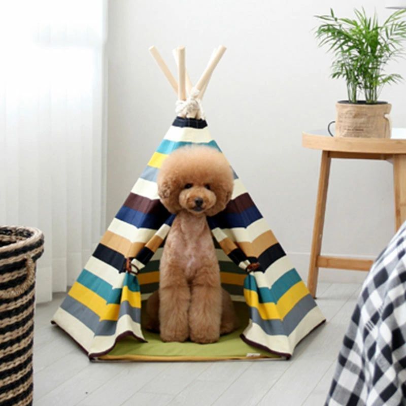 Lサイズ テント ペットテント ティピーテント ペットハウス 小屋 簡易テント 室内テント おもちゃ プレゼント 秘密基地 無地 ナチュラル